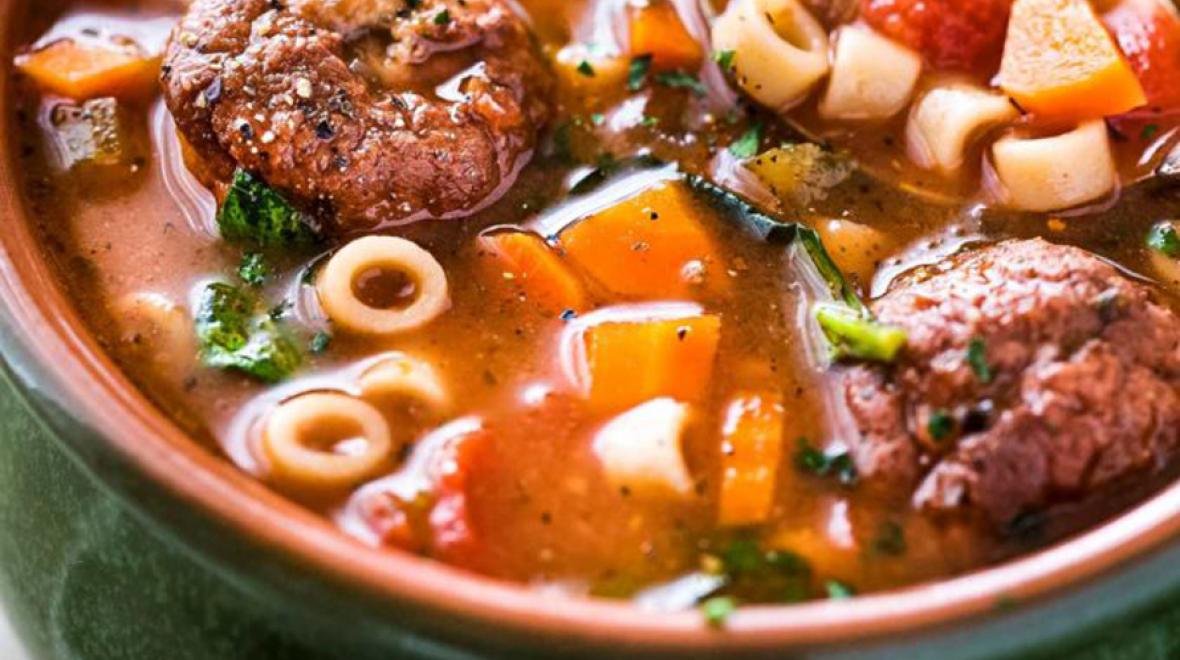 Slow Cooker Italian Meatball Soup is a fall family dinner idea stew recipe for kids
