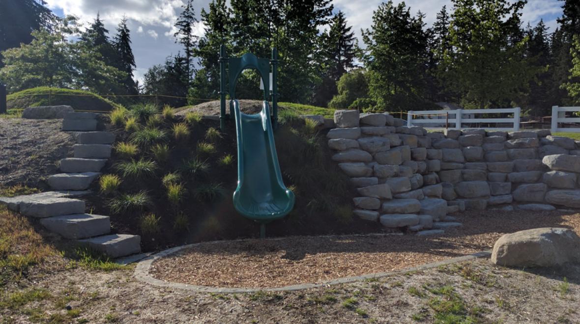 Slide built into a hill at Big Rock Park