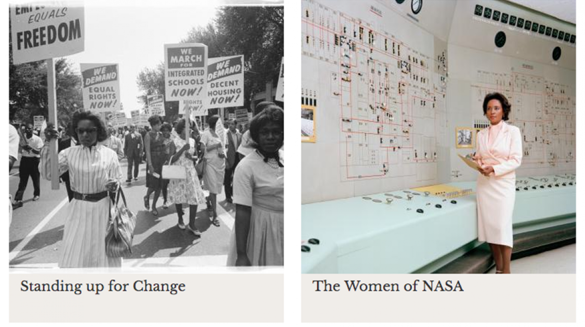 Screenshot of online exhibits from the National Women's History Museum