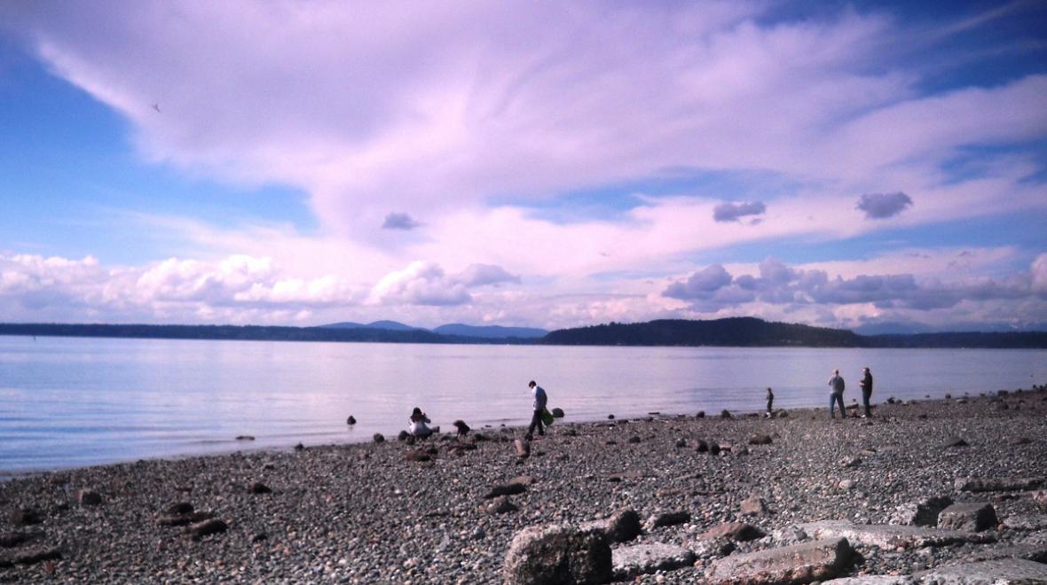 The beach at Charles Richey Sr. Viewpoint in West Seattle among easy fun day trips for families