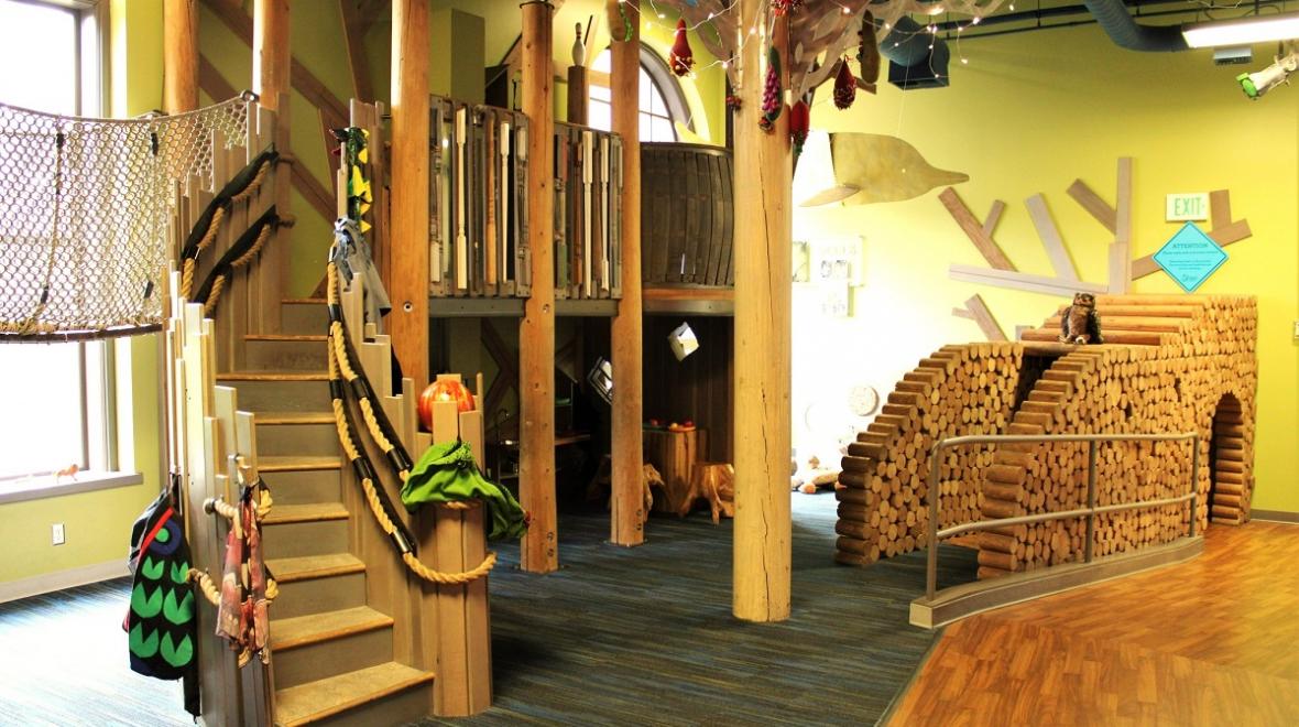 The "Woods" interactive play area at the Children's Museum of Tacoma, among sensory friendly outings for Seattle area families