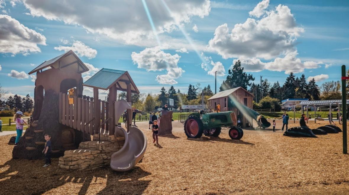 The new farm-themed playground at Edgewood Community Park.