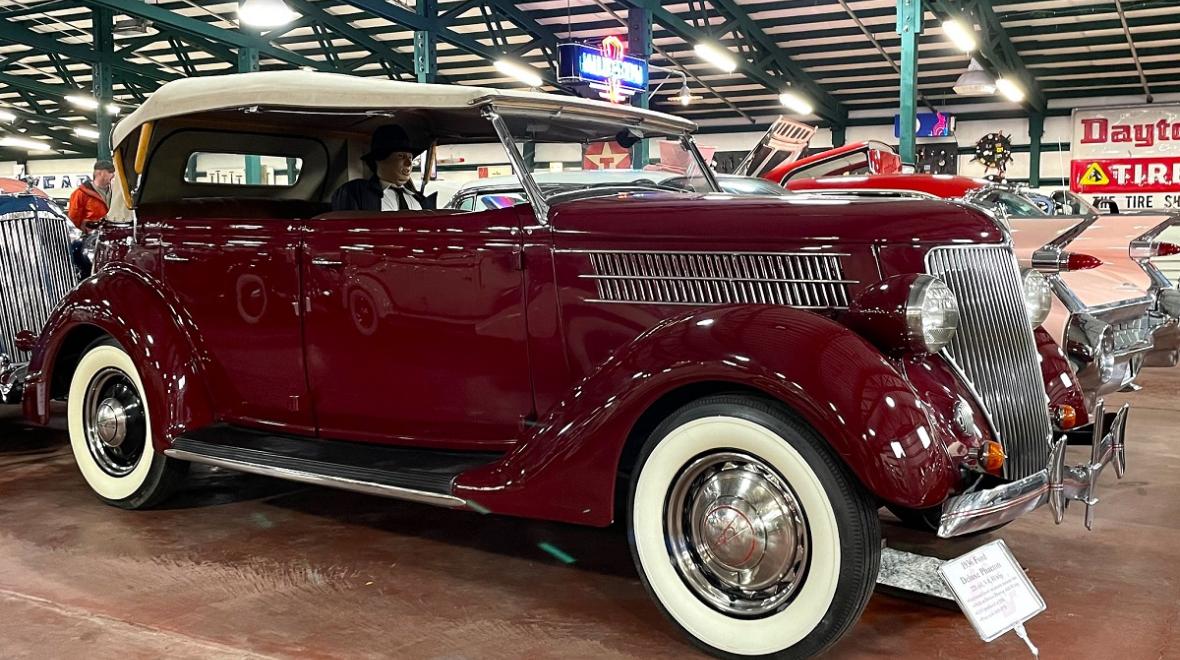 A 1936 Ford Deluxe Phaeton is among thousands of cars on display at the LeMay Family Collection, among family activities in Seattle for kids who love cars