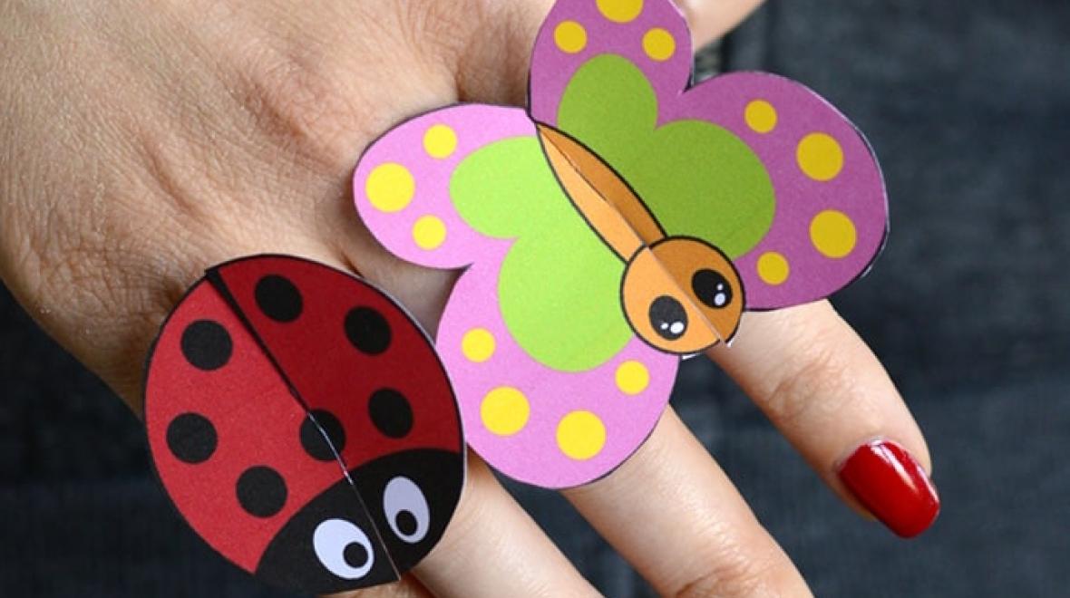 printed paper bug rings spring craft for kids