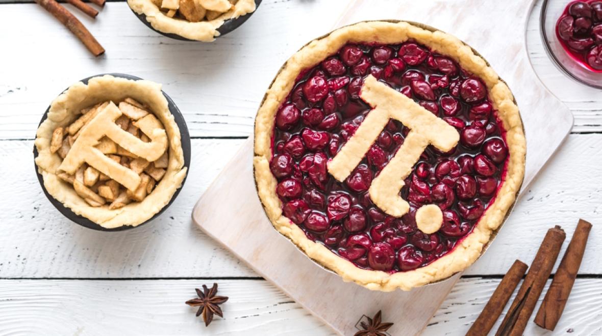 Pie with Pi symbol and numbers on the crust 