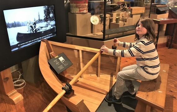 Row boat at harbor history museum