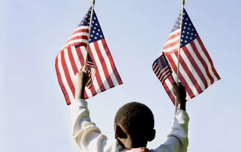 Boy with American Flags