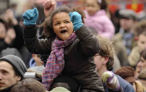Little girl at political march