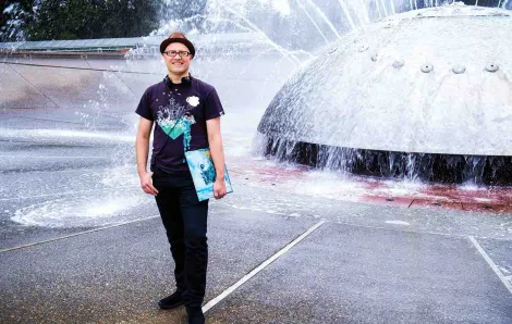 James Whetzel at the Seattle Center fountain