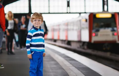 Young boy by train