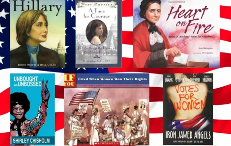 Collage of covers of children's books about women in politics
