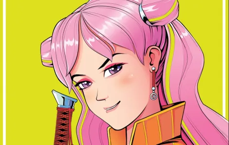 Manga girl with pink hair