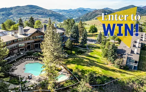 "Enter to Win" text over Sun Mountain Lodge backdrop