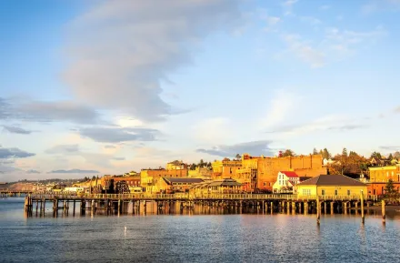View of the waterfront of the town of Port Townsend, Washington, on the Olympic peninsula best easty family day trips from Seattle