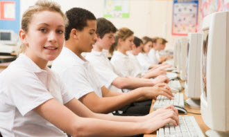 Middle school students in computer lab
