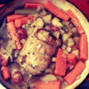 Pork loin with root vegetables
