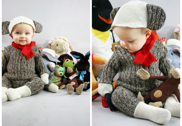DIY sock monkey Halloween costume for kids by Grosgrain