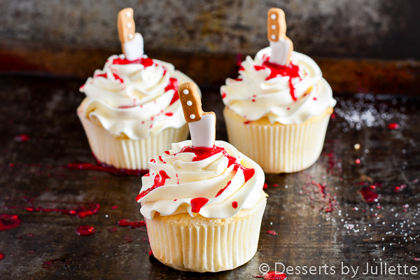 Halloween treats: Blood-spattered Dexter cupcakes by Desserts By Juliette