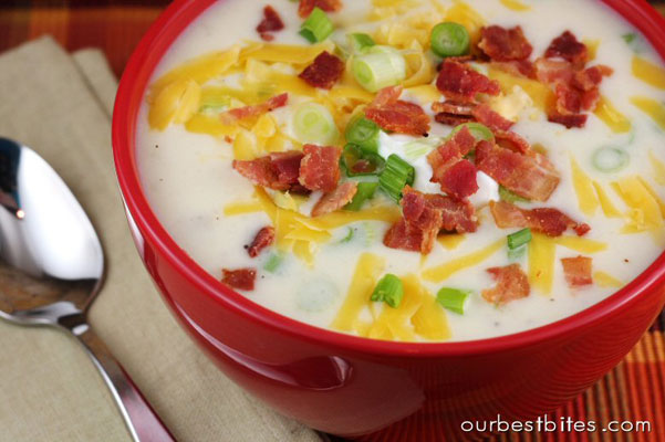 Great soups to make this winter: Baked potato soup by Our Best Bites