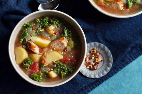 Great soups to make this winter: Sausage, kale, potato soup by Aida Mollenkamp