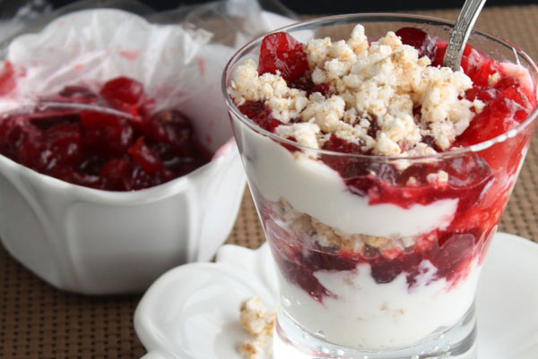 Thanksgiving leftovers idea: Cranberry sauce parfaits by Sweet Remedy