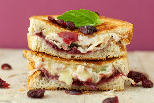 Thanksgiving leftovers idea: Grilled cheese sandwiches with turkey and cranberry sauce by BS' In the Kitchen