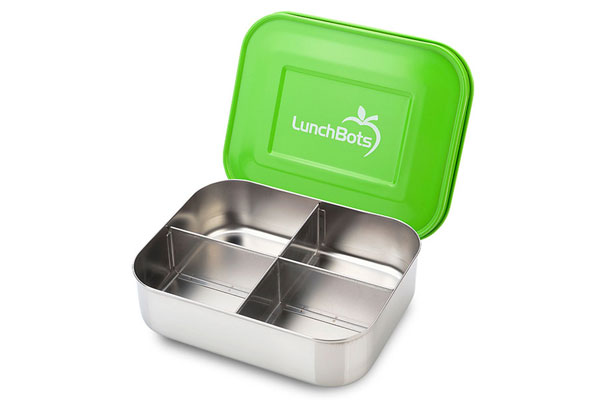 Eco-friendly lunch gear for kids: LunchBots Stainless Steel Bento Box