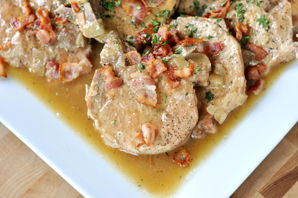 Make-ahead meals for new parents: Smothered pork chops by Mel's Kitchen Cafe