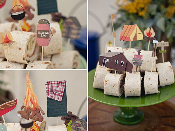 Unique baby shower themes: Camping-themed baby shower by On to Baby