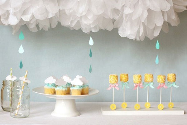 Unique baby shower themes: Rain shower-themed baby shower by Lisa Storms