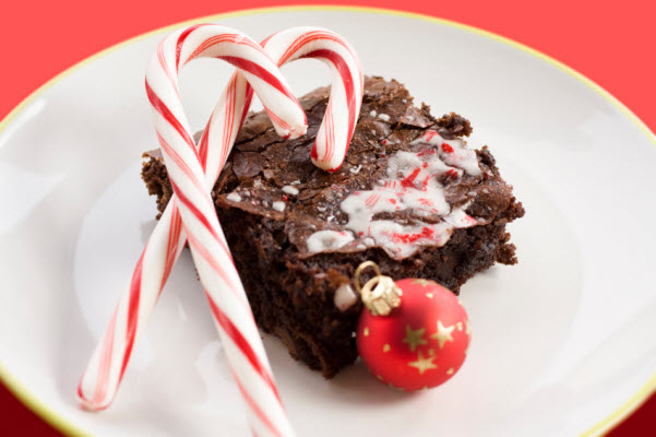 Holiday Christmas Candy Cane Brownies