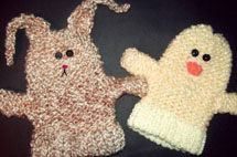 Bunny and duck hand puppets by Candy's Corner on Etsy