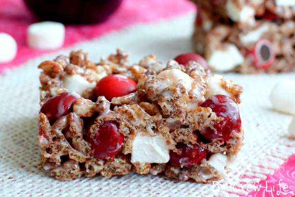 Valentine's Day cherry marshmallow Rice Krispie treats by Inside BruCrew Life