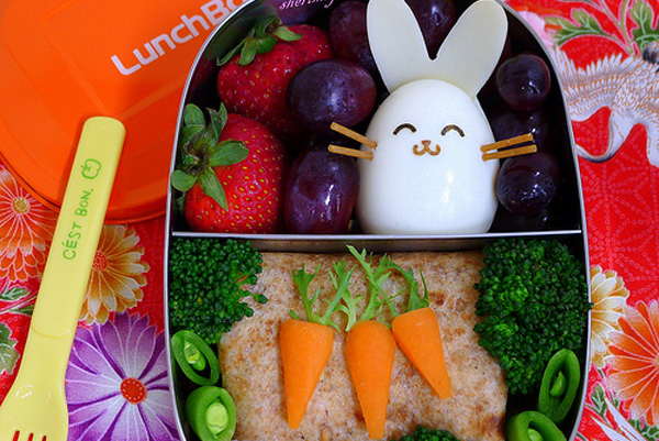 Easter bunny bento box lunch for kids by Happy Little Bento