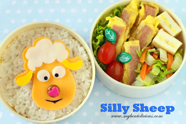 Spring sheep bento box lunch for kids by Bentolicious