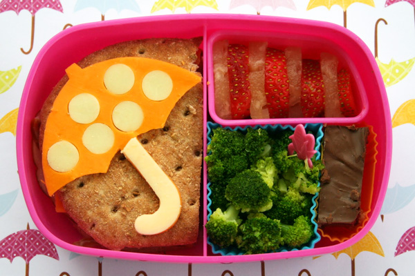 Spring umbrella bento box lunch for kids by Bento-logy