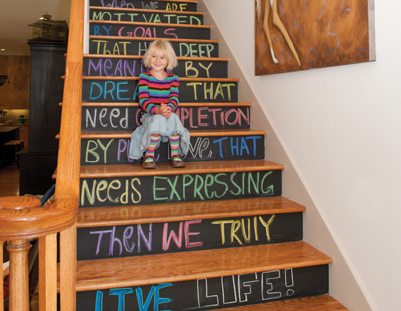 DIY chalkboard staircase by Houston Lifestyles & Homes