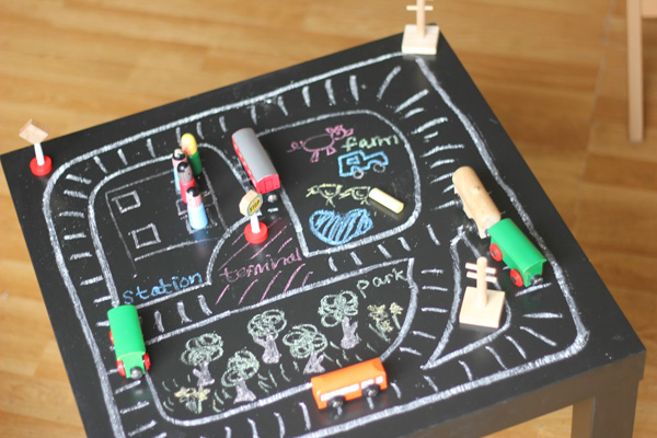 DIY chalkboard play table for kids by The Imagination Tree
