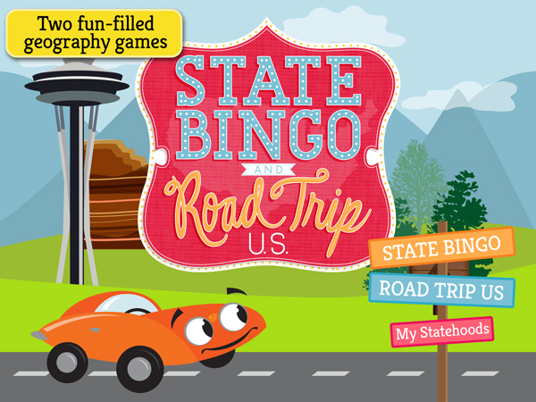 State Bingo and Roadtrip USA educational app for kids