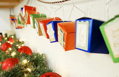Homemade Christmas Chinese takeout box advent calendar by Sarah Sermons