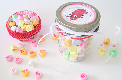 Valentine's Day goody jars by Free Pretty Things for You