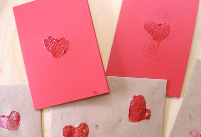 Potato print Valentine's Day cards by Mom in Madison