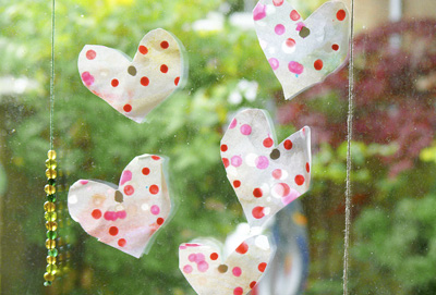 Wax painted Valentine's Day hearts by Here We Are Together