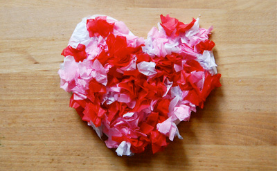 Tissue paper Valentine's Day heart by Wise Craft