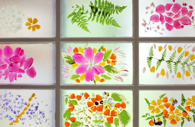 Homemade flower petal stained glass by The Artful Parent