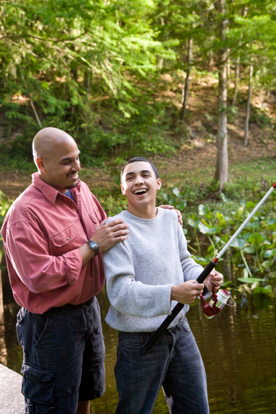 father and son going fishing together