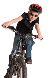 Kid biker with helmet