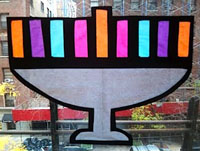 Menorah stained glass craft by Upper West Side Mom