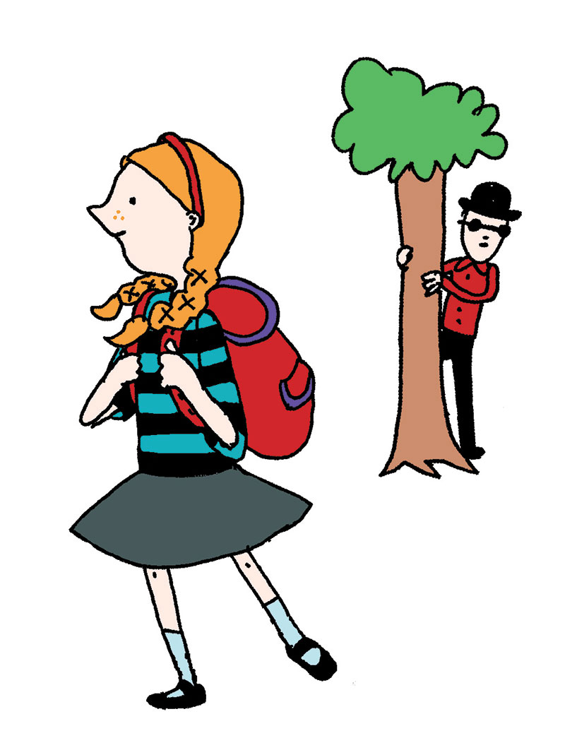 girl walking man stalking by alli arnold illustrations