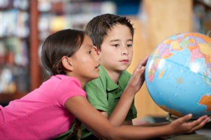 students and globe